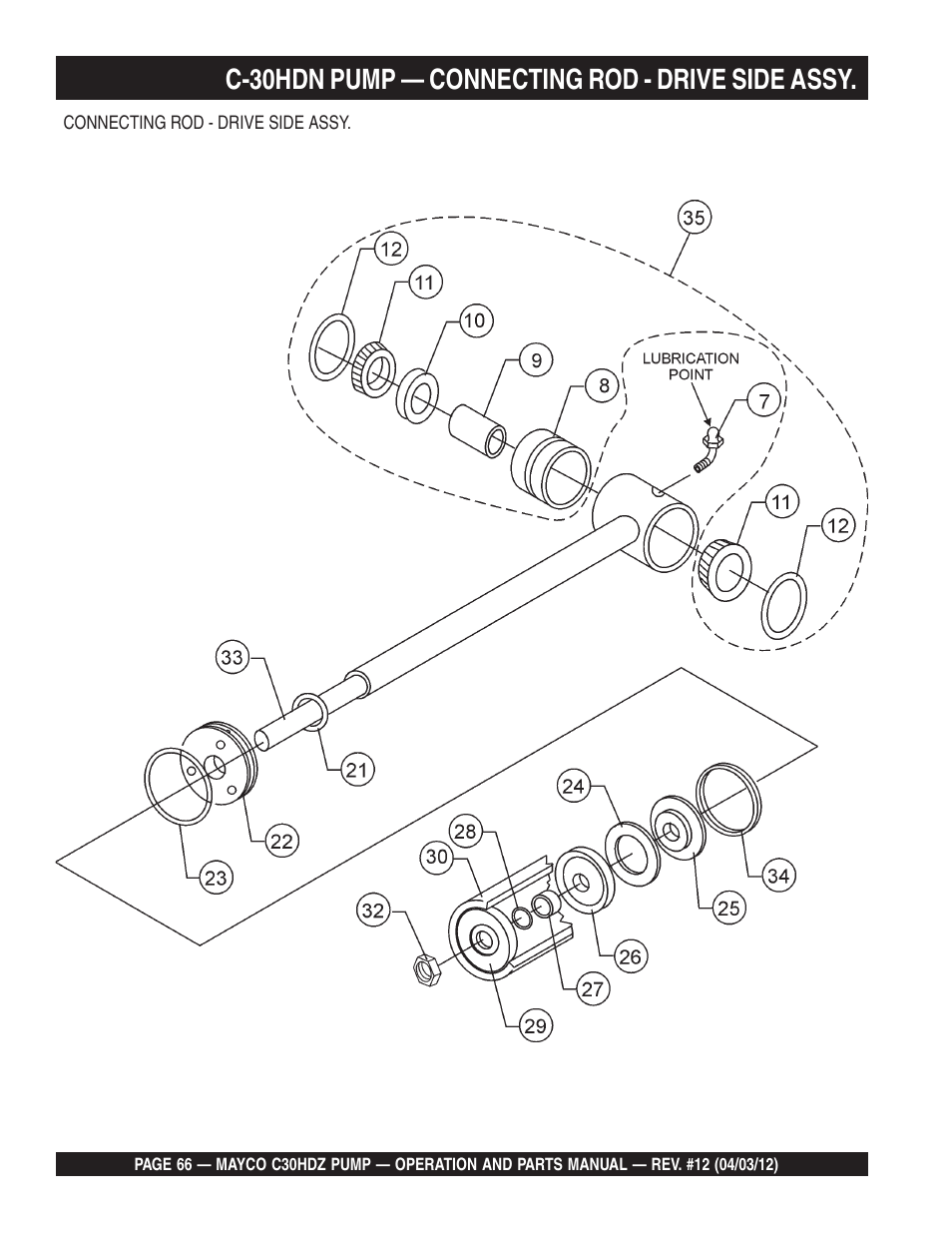 C-30hdn pump — connecting rod - drive side assy | Multiquip C30HDZ User Manual | Page 66 / 106