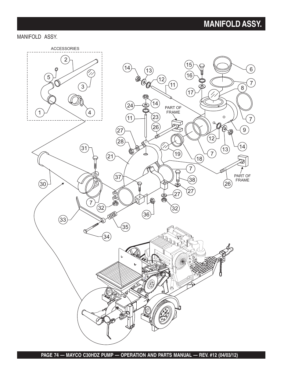 Manifold assy | Multiquip C30HDZ User Manual | Page 74 / 106
