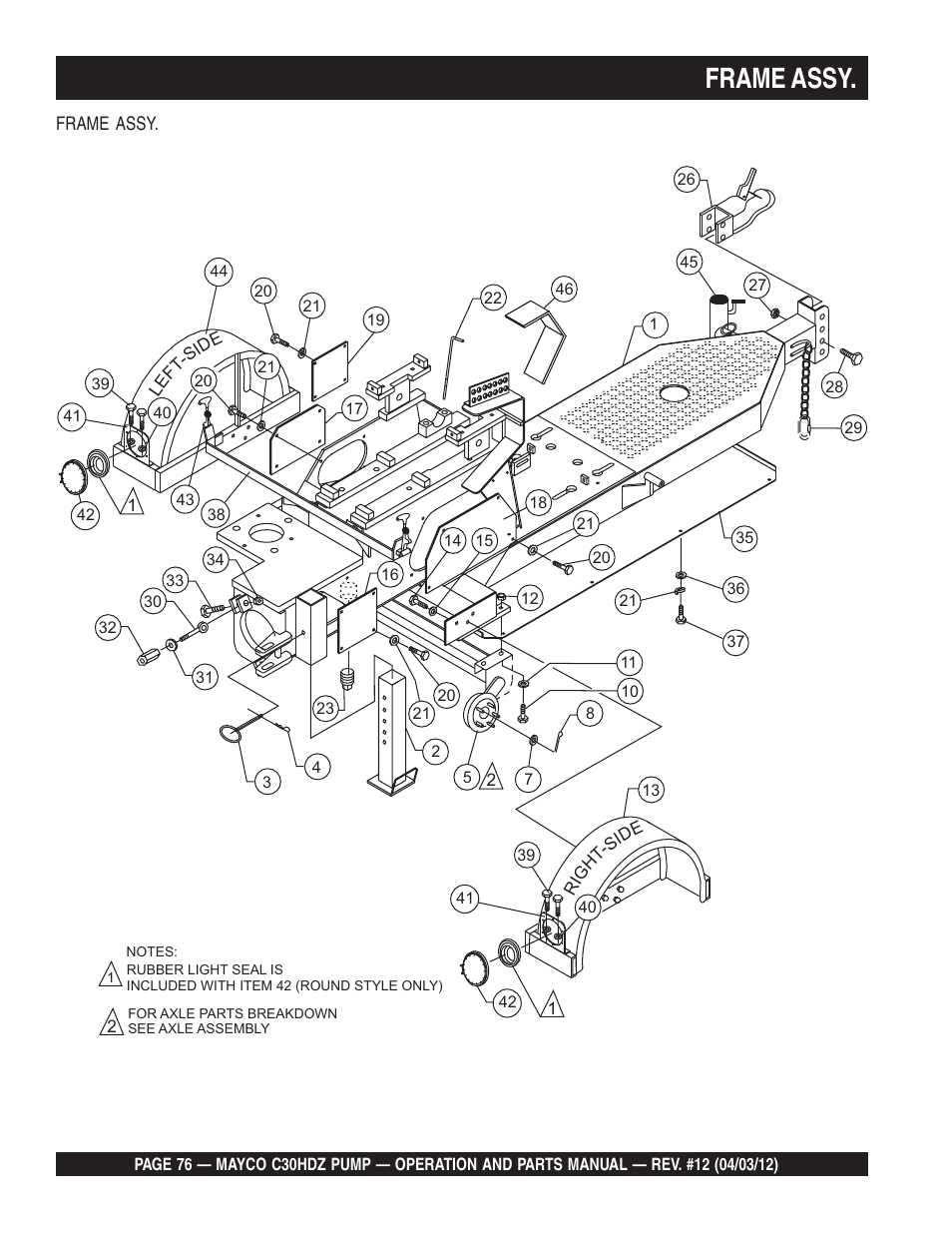 Frame assy | Multiquip C30HDZ User Manual | Page 76 / 106