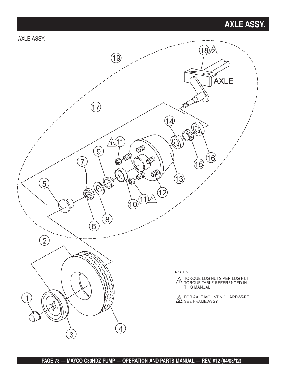 Axle assy | Multiquip C30HDZ User Manual | Page 78 / 106