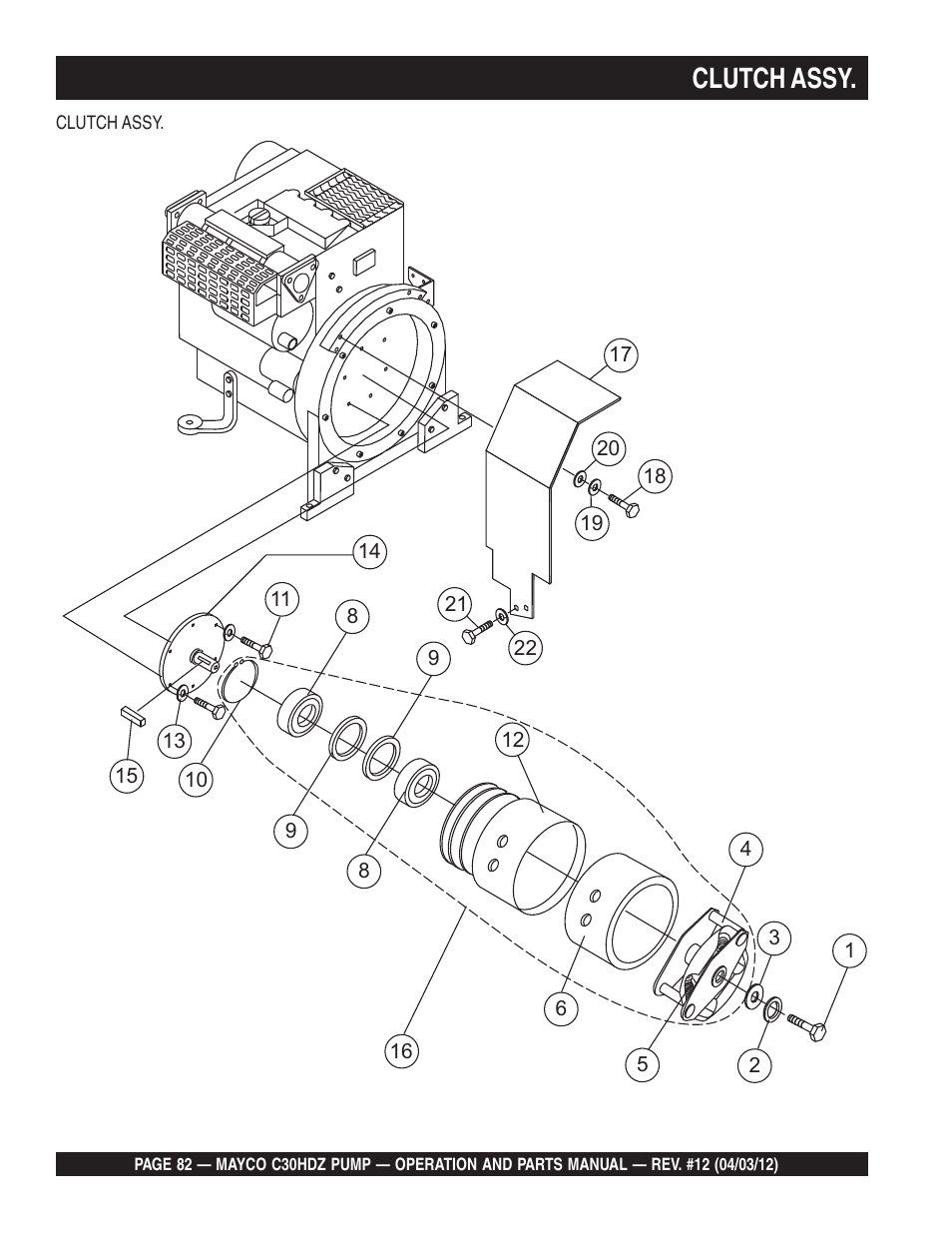 Clutch assy | Multiquip C30HDZ User Manual | Page 82 / 106