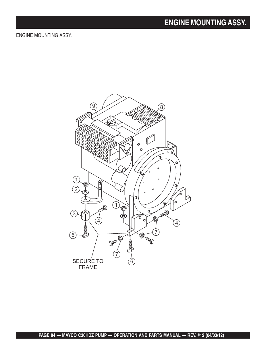 Radiator and engine mounting engine mounting assy | Multiquip C30HDZ User Manual | Page 84 / 106