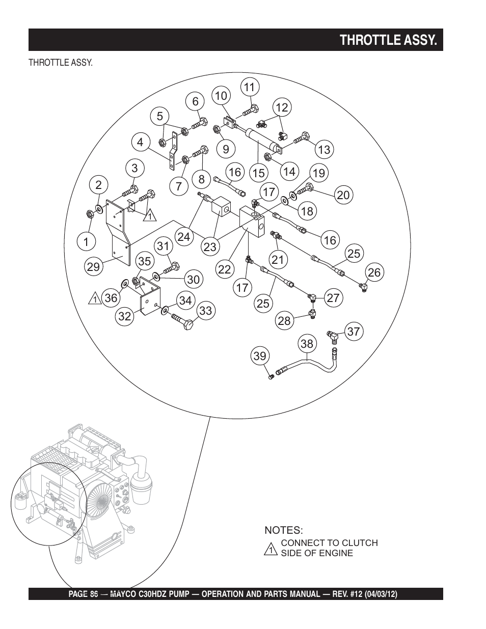 Throttle assy | Multiquip C30HDZ User Manual | Page 86 / 106