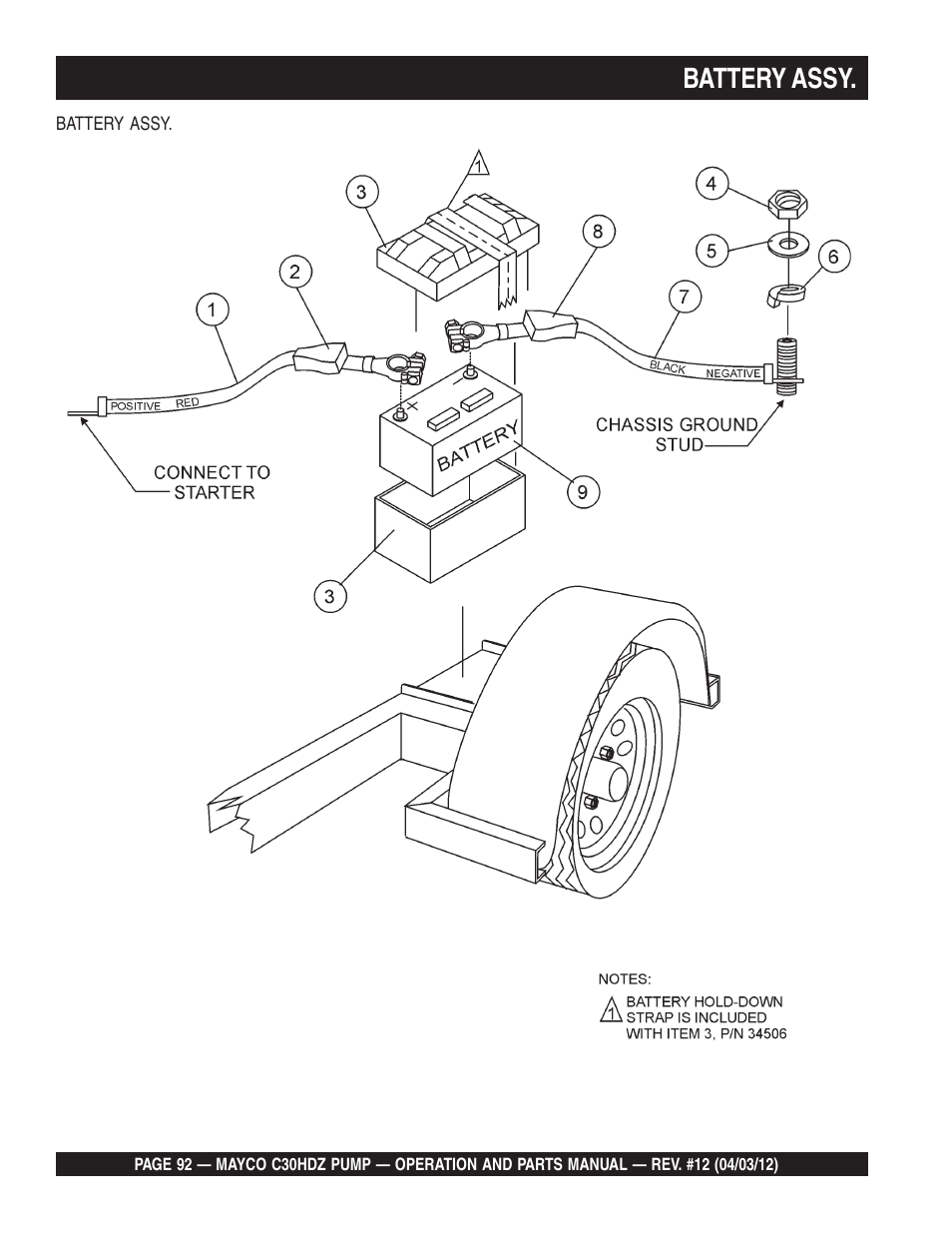 Battery assy | Multiquip C30HDZ User Manual | Page 92 / 106