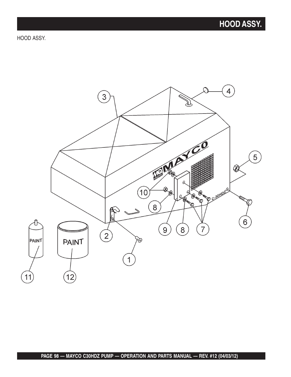 Hood assy | Multiquip C30HDZ User Manual | Page 98 / 106