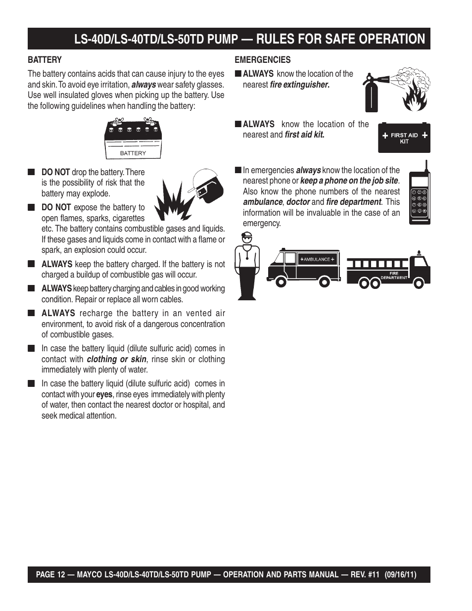 Rules for safe operation | Multiquip LS-50TD User Manual | Page 12 / 140