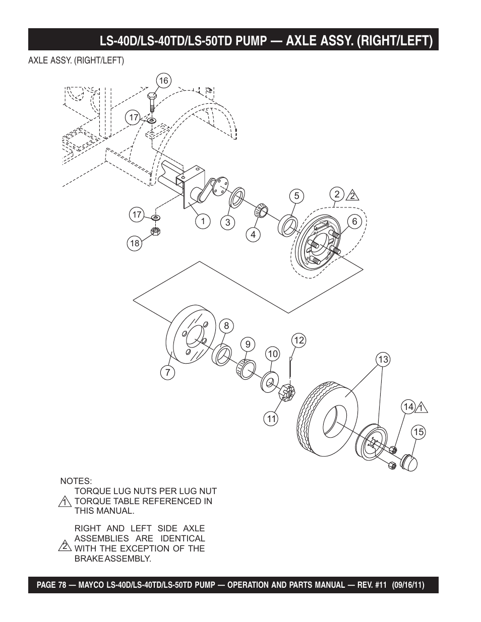 Axle assy. (right/left) | Multiquip LS-50TD User Manual | Page 78 / 140