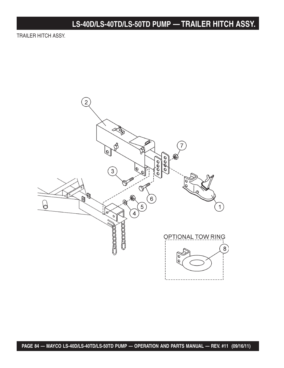 Trailer hitch assy | Multiquip LS-50TD User Manual | Page 84 / 140