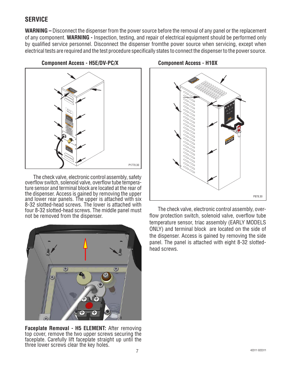 Service | Bunn DV User Manual | Page 7 / 24