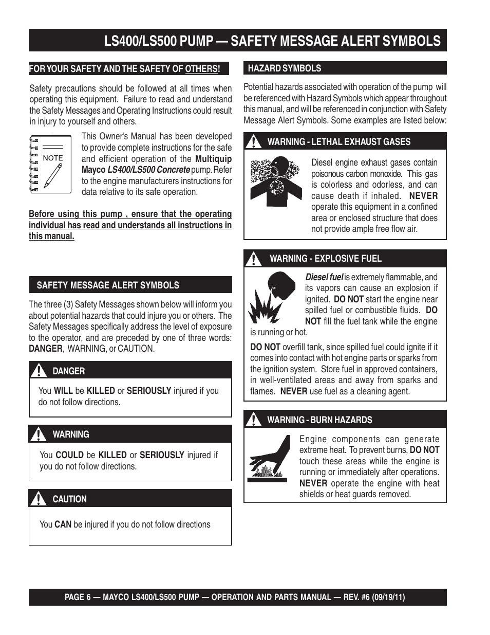 Multiquip LS-500 User Manual | Page 6 / 148