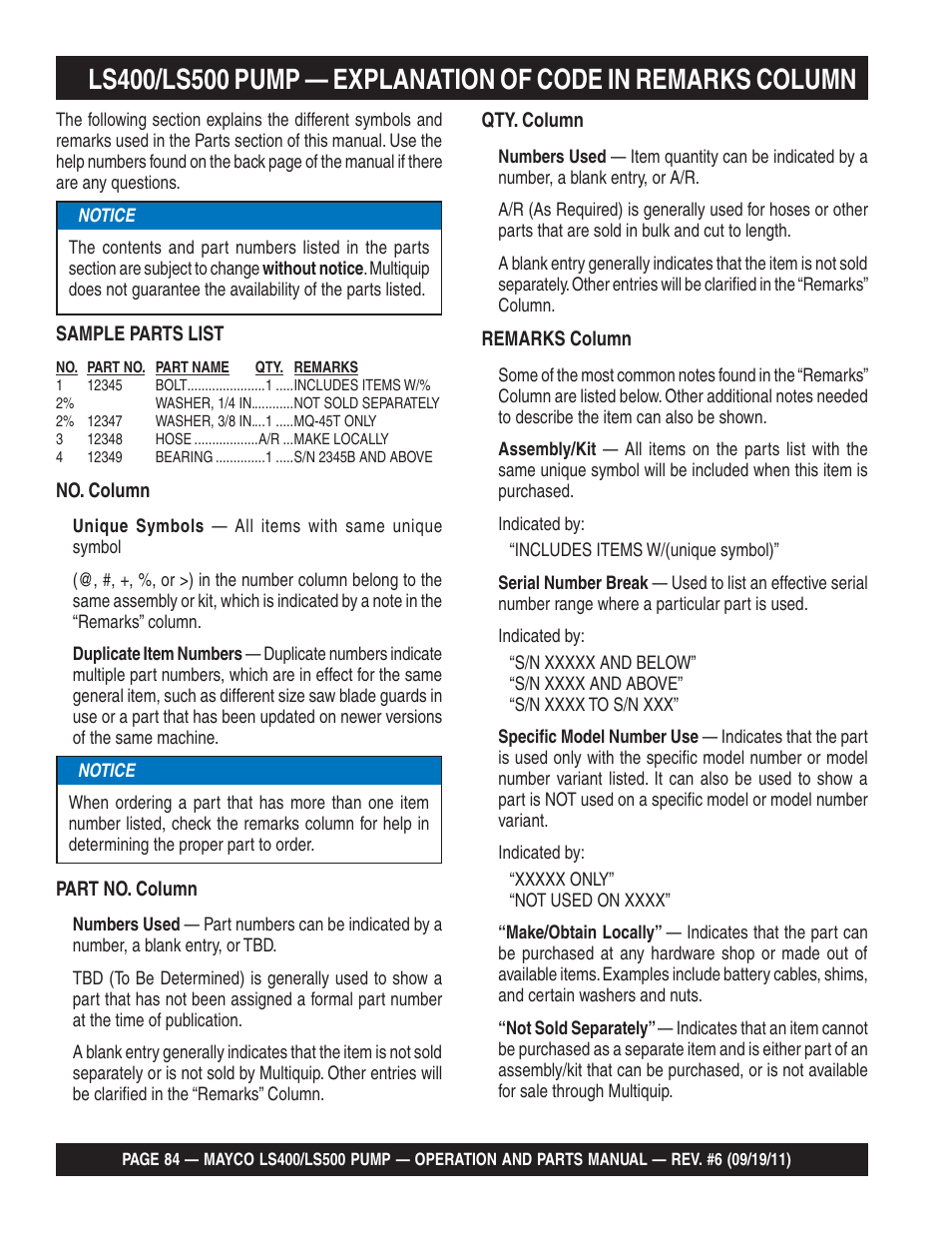 Multiquip LS-500 User Manual | Page 84 / 148