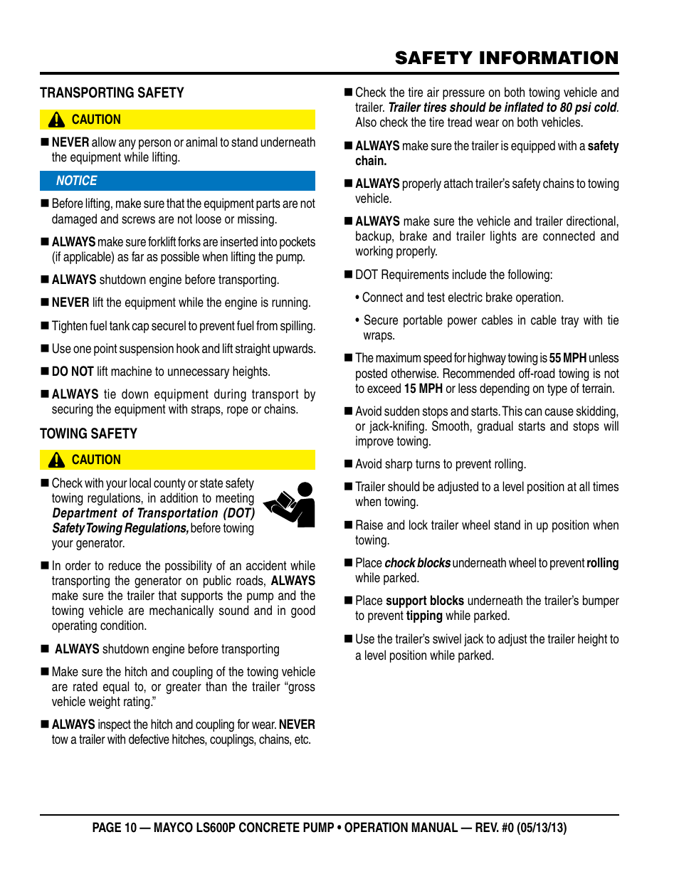 Safety information | Multiquip LS-600P User Manual | Page 10 / 88