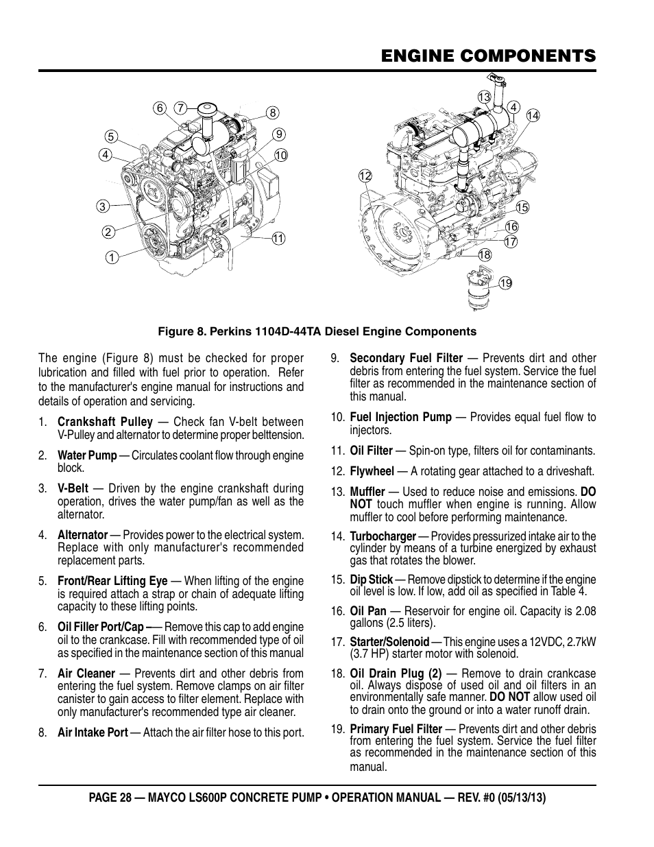 Engine components | Multiquip LS-600P User Manual | Page 28 / 88