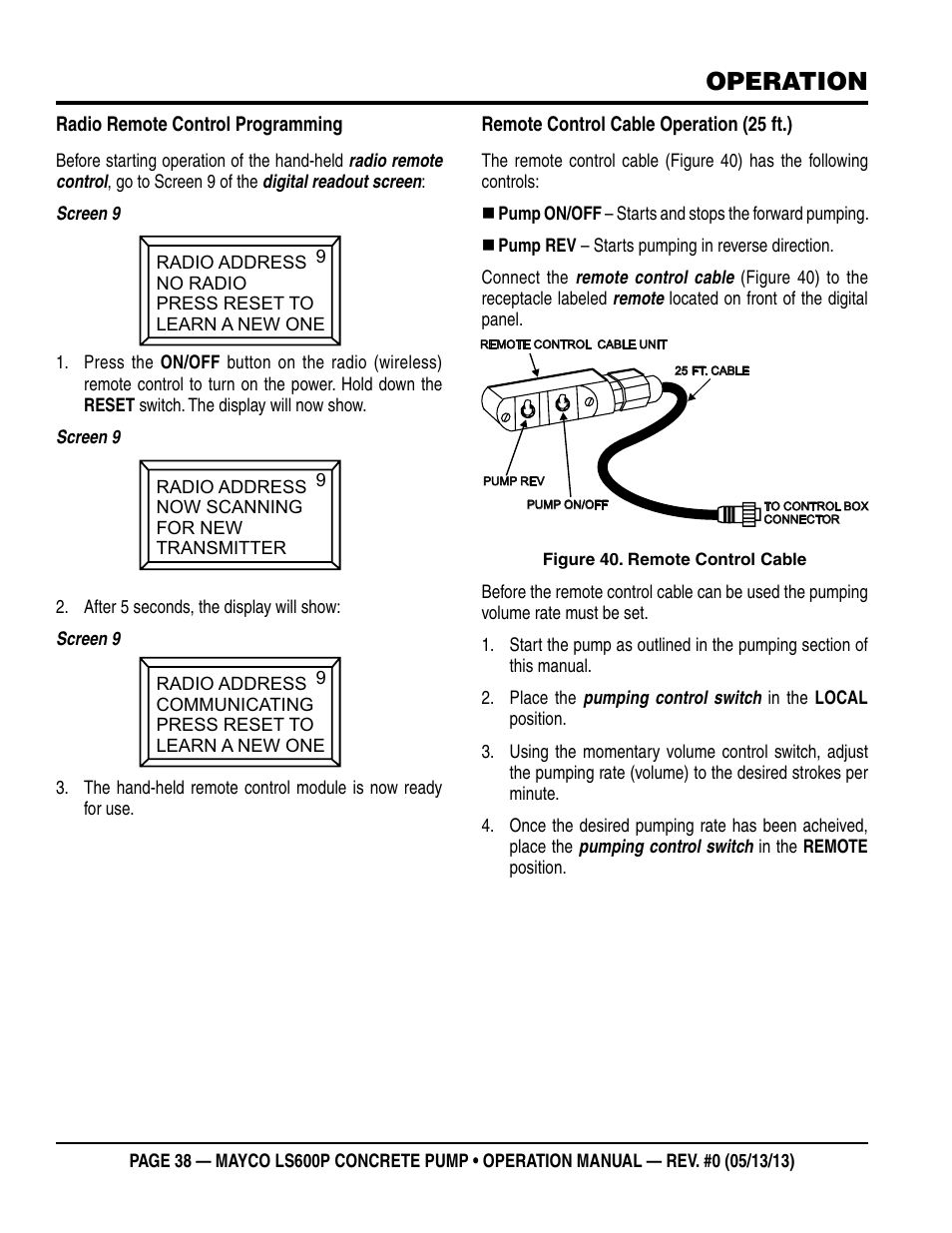 Operation | Multiquip LS-600P User Manual | Page 38 / 88