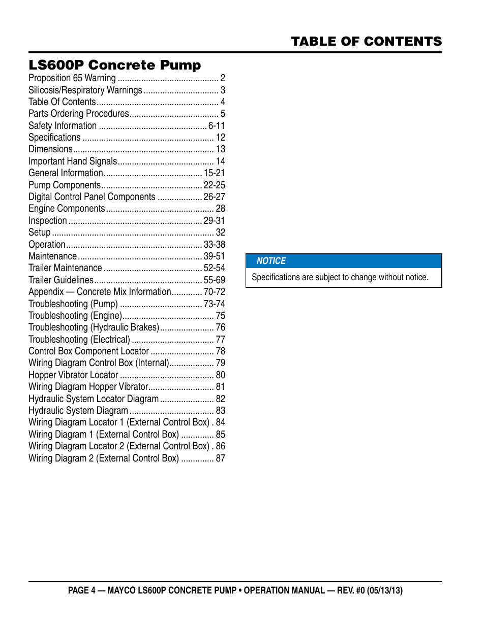 Multiquip LS-600P User Manual | Page 4 / 88