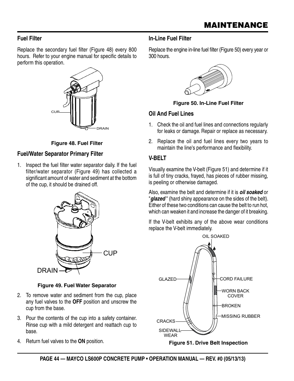 Maintenance, Sediment cup drain | Multiquip LS-600P User Manual | Page 44 / 88