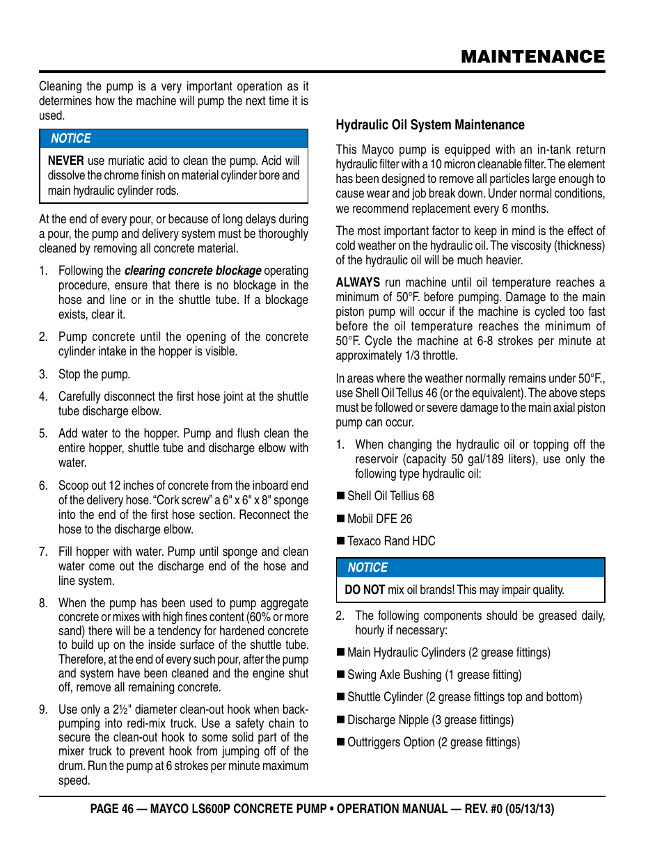 Maintenance | Multiquip LS-600P User Manual | Page 46 / 88