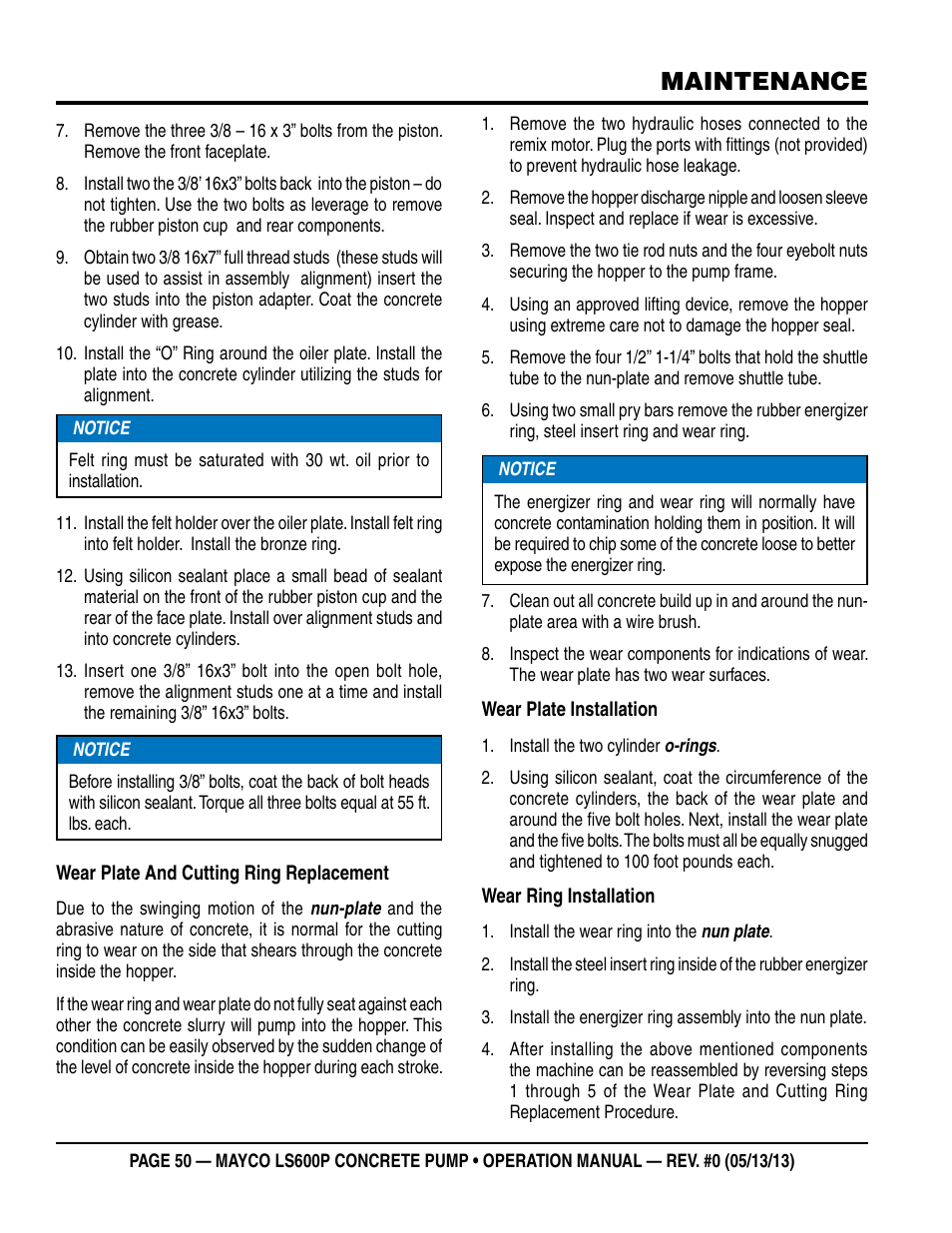 Maintenance | Multiquip LS-600P User Manual | Page 50 / 88