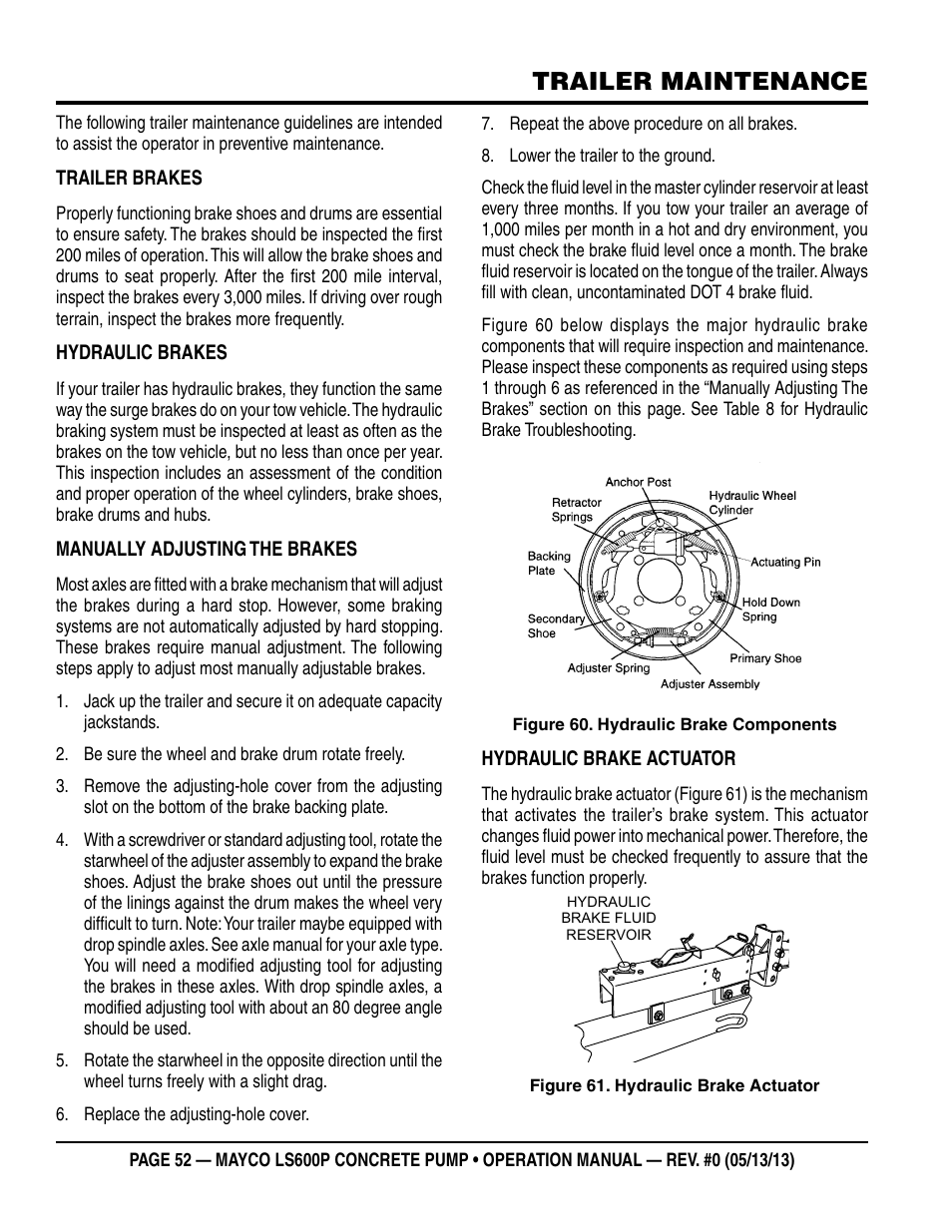 Trailer maintenance | Multiquip LS-600P User Manual | Page 52 / 88