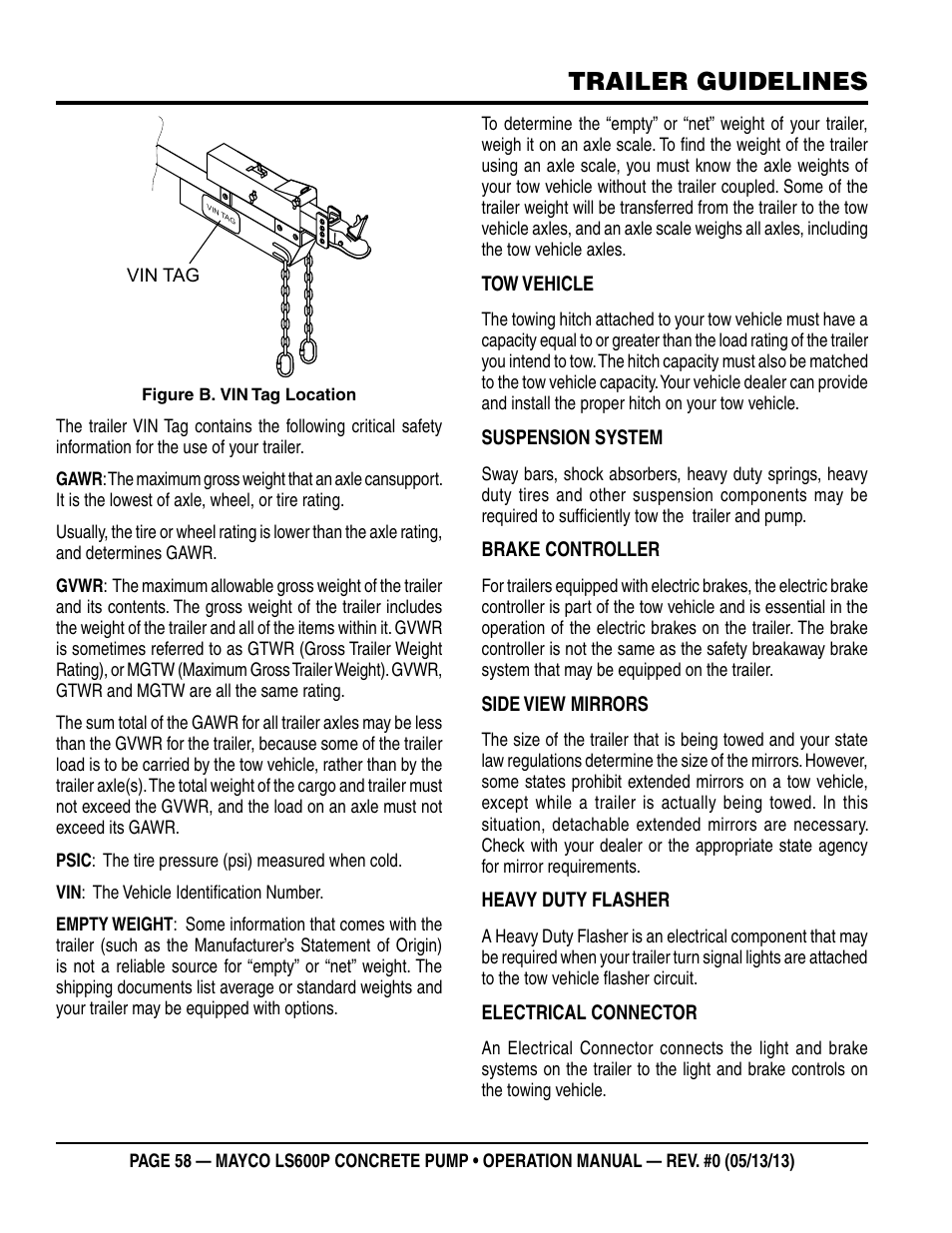 Trailer guidelines | Multiquip LS-600P User Manual | Page 58 / 88