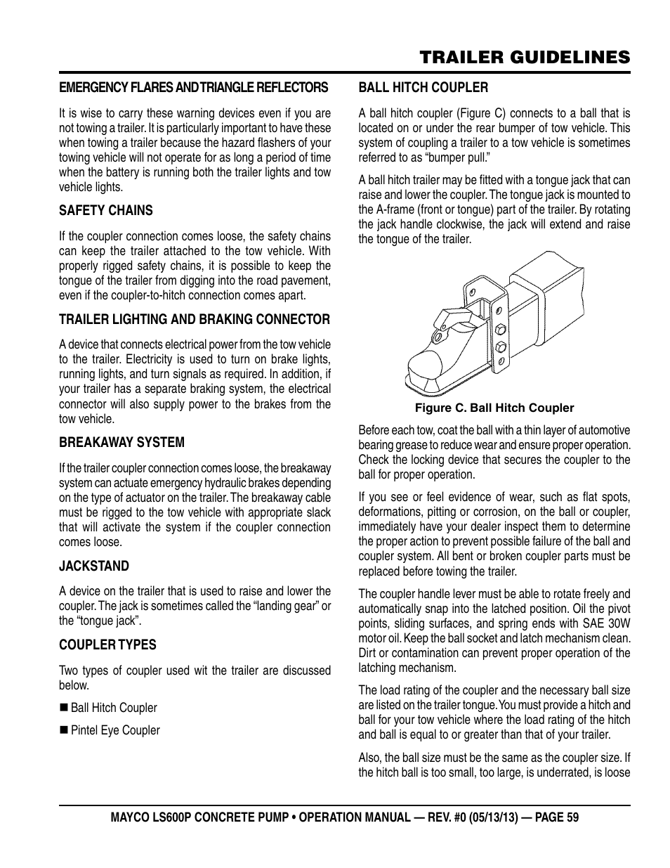 Trailer guidelines | Multiquip LS-600P User Manual | Page 59 / 88