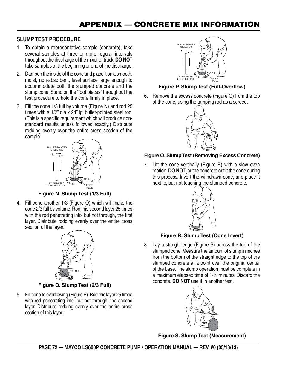 Appendix — concrete mix information, Slump test procedure | Multiquip LS-600P User Manual | Page 72 / 88