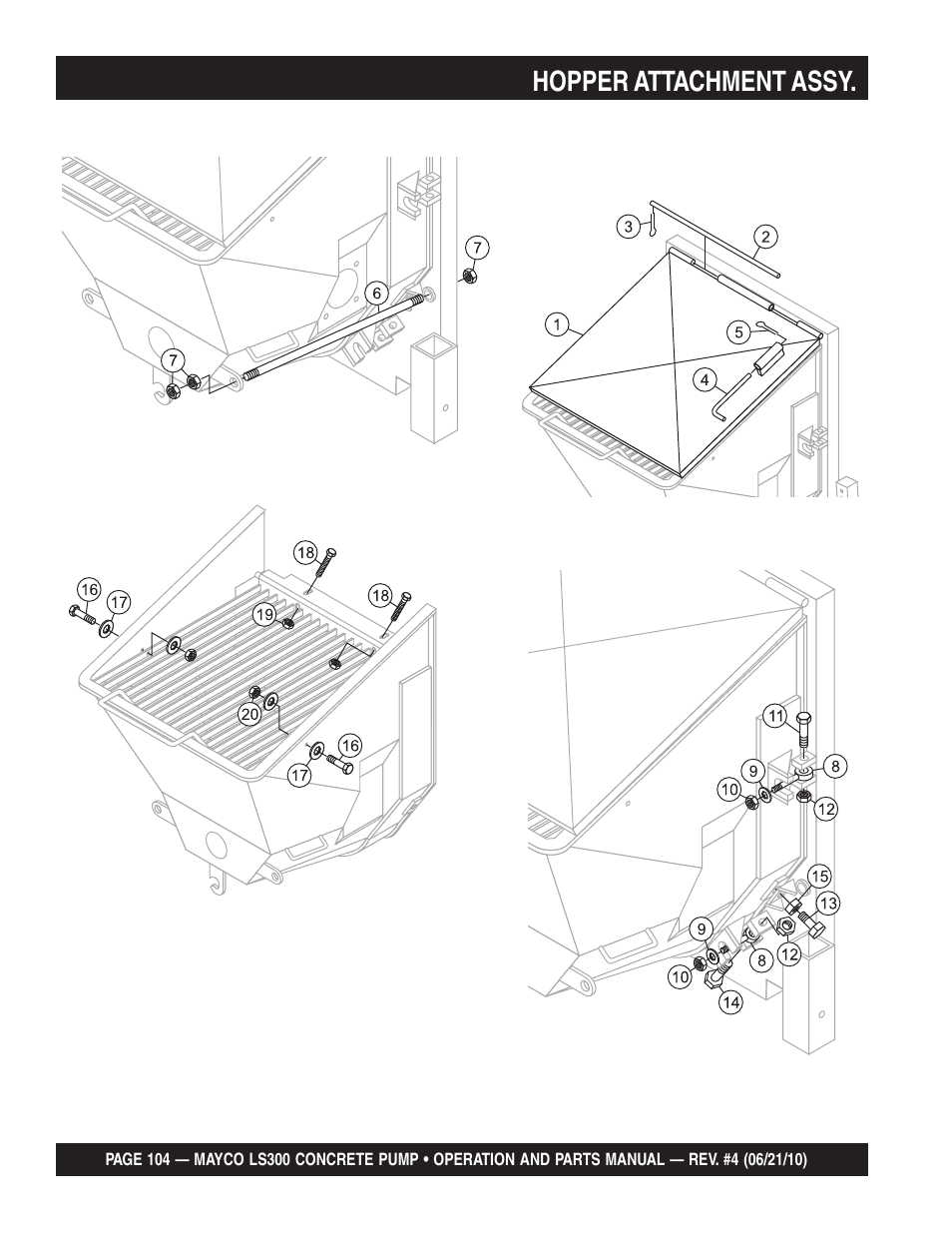 Hopper attachment assy | Multiquip LS-300 User Manual | Page 104 / 140