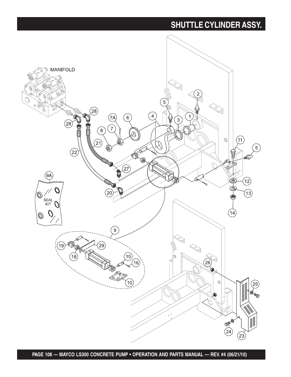 Shuttle cylinder assy | Multiquip LS-300 User Manual | Page 108 / 140