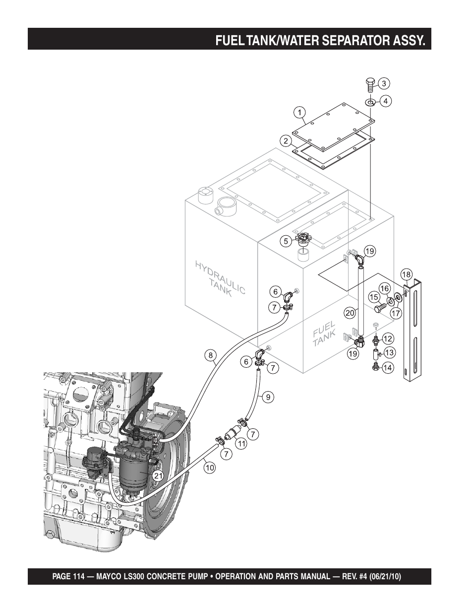 Fuel tank/water separator assy | Multiquip LS-300 User Manual | Page 114 / 140