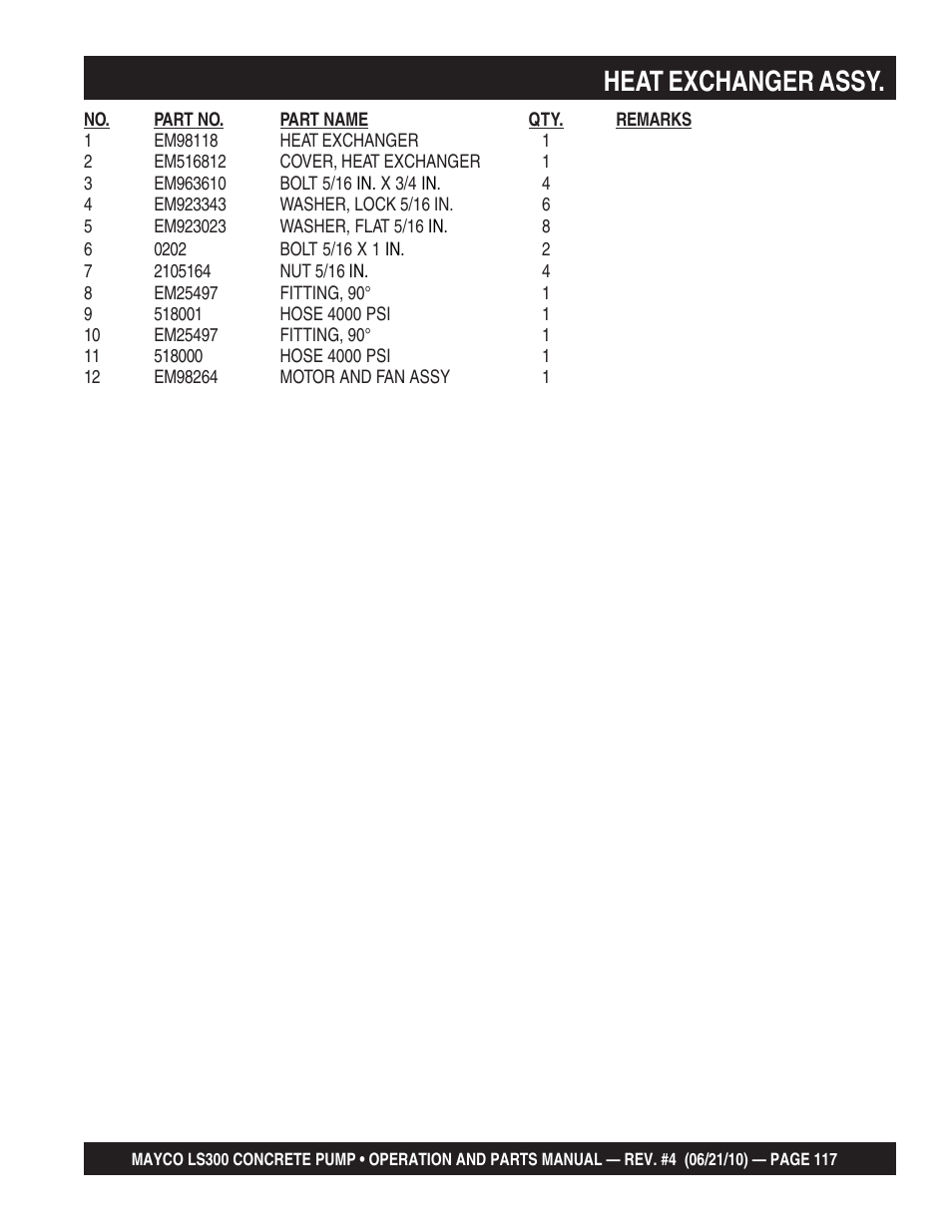 Heat exchanger assy | Multiquip LS-300 User Manual | Page 117 / 140