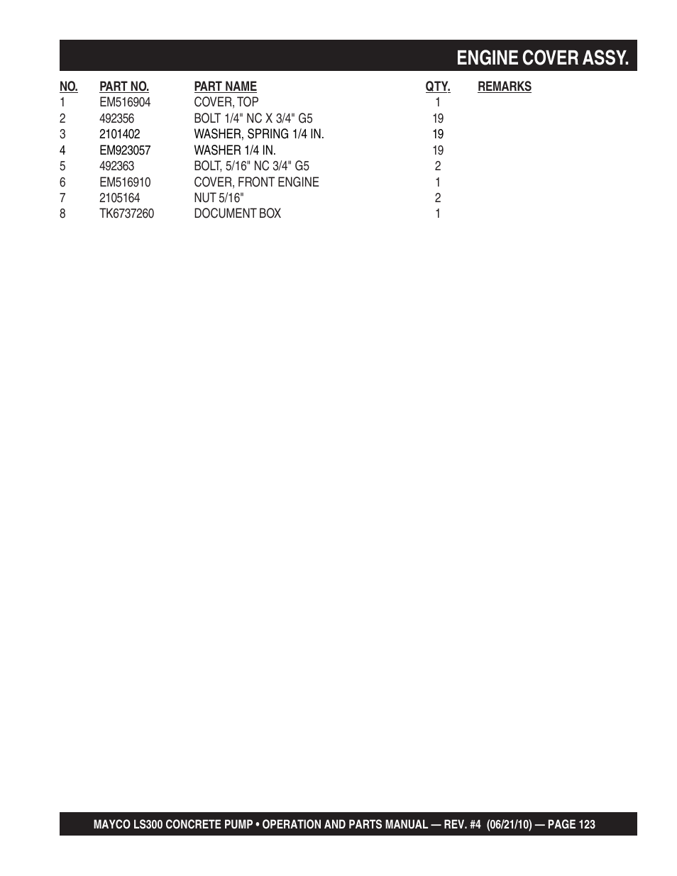 Engine cover assy | Multiquip LS-300 User Manual | Page 123 / 140
