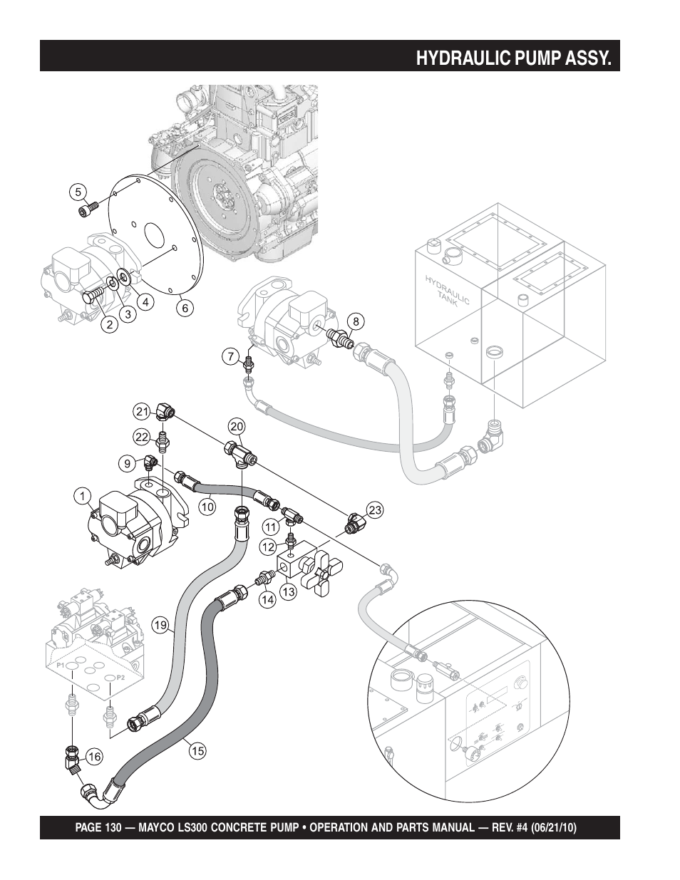 Hydraulic pump assy | Multiquip LS-300 User Manual | Page 130 / 140