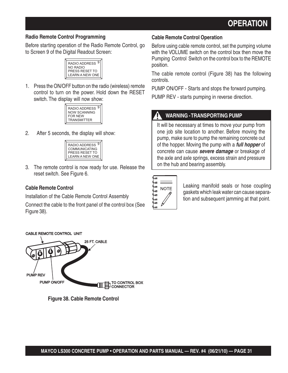 Operation | Multiquip LS-300 User Manual | Page 31 / 140