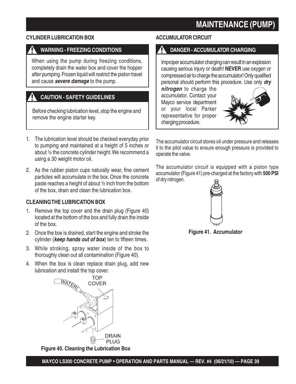 Maintenance (pump) | Multiquip LS-300 User Manual | Page 39 / 140