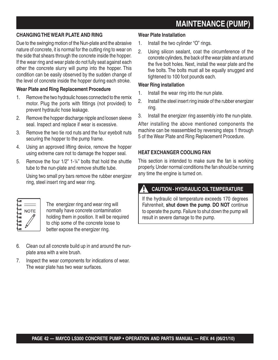 Maintenance (pump) | Multiquip LS-300 User Manual | Page 42 / 140