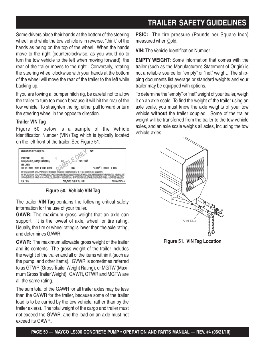 Trailer safety guidelines | Multiquip LS-300 User Manual | Page 50 / 140
