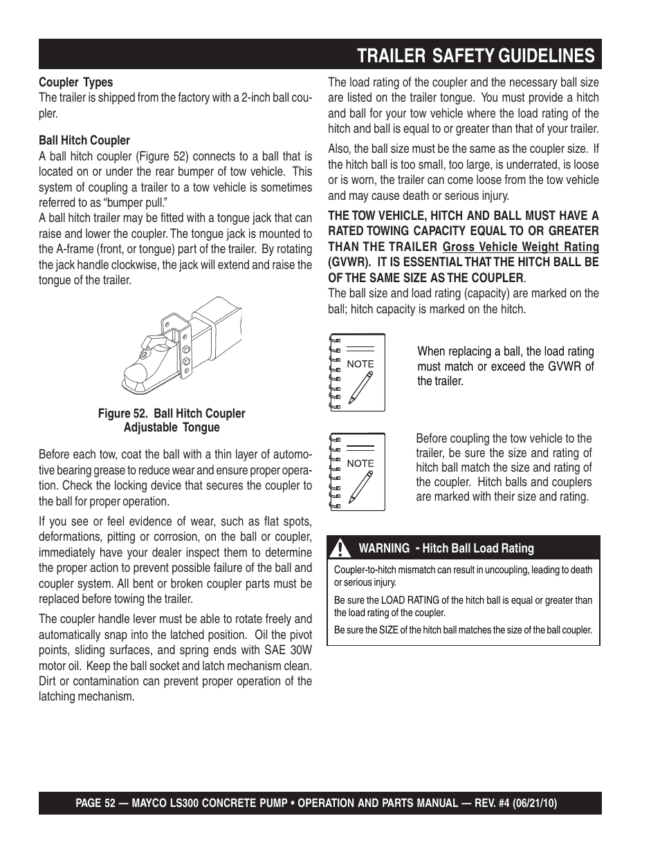 Trailer safety guidelines | Multiquip LS-300 User Manual | Page 52 / 140