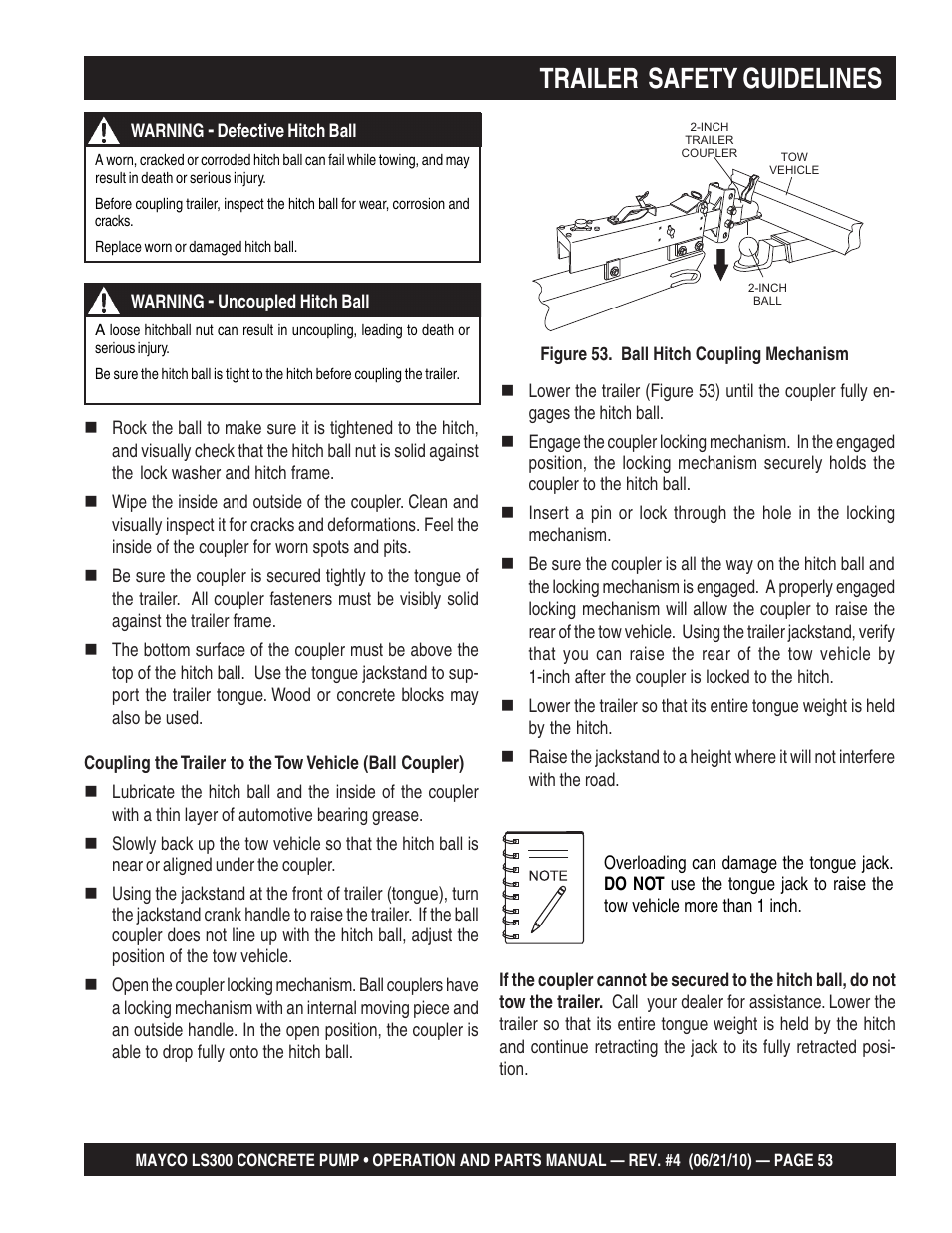 Trailer safety guidelines | Multiquip LS-300 User Manual | Page 53 / 140