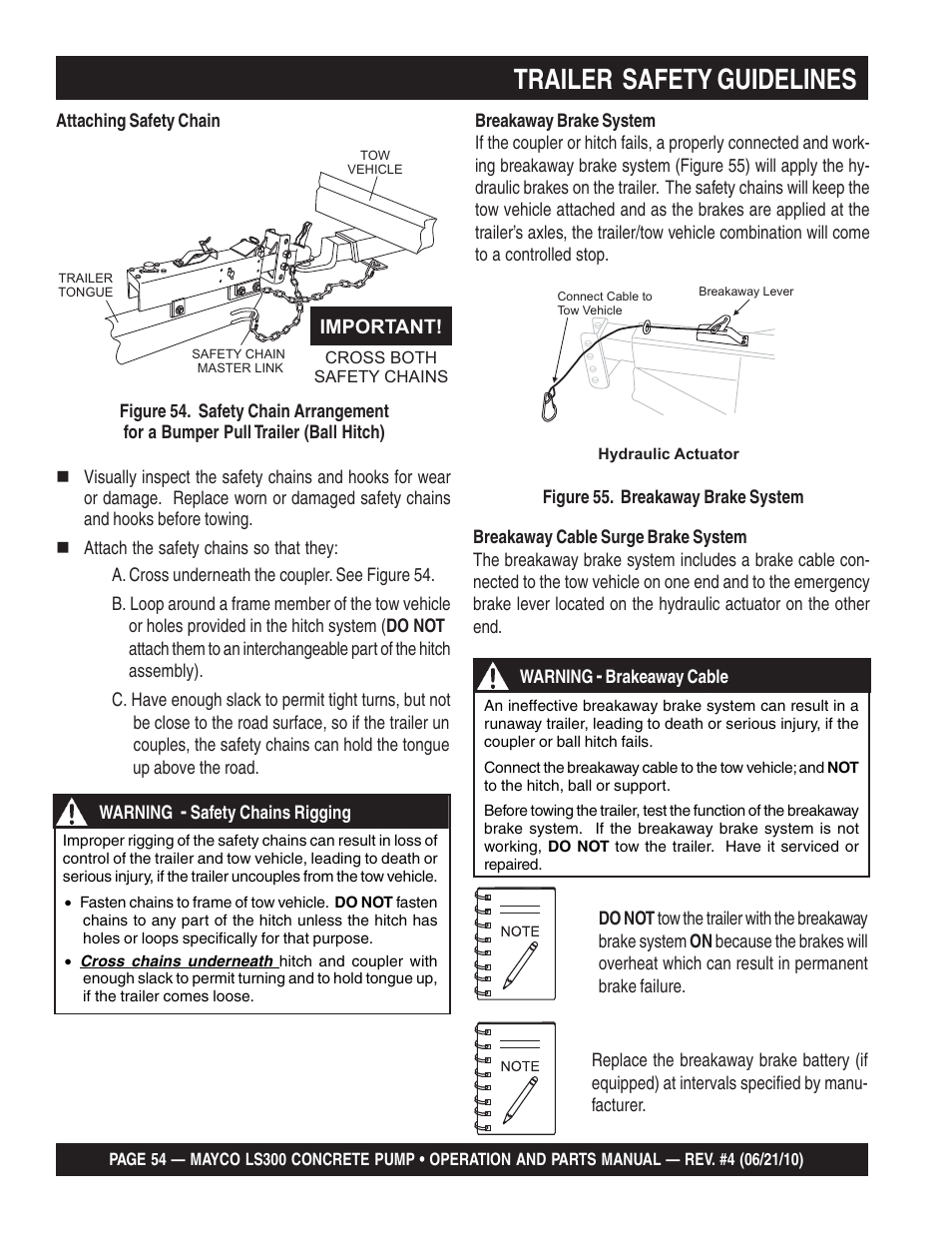 Trailer safety guidelines | Multiquip LS-300 User Manual | Page 54 / 140