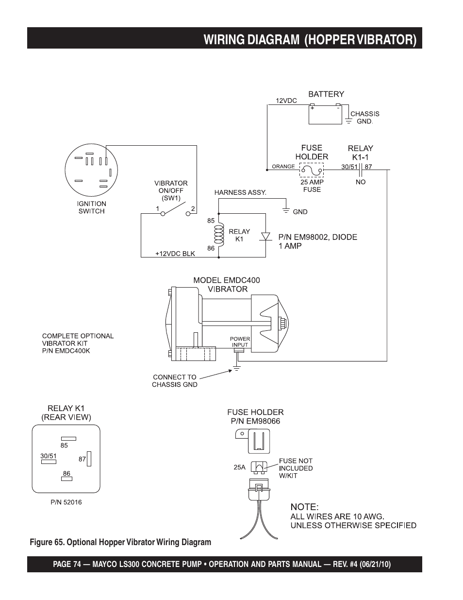Wiring diagram (hopper vibrator) | Multiquip LS-300 User Manual | Page 74 / 140
