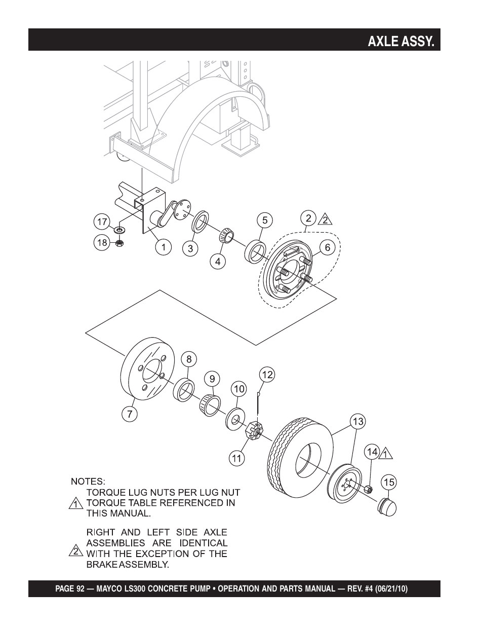 Axle assy | Multiquip LS-300 User Manual | Page 92 / 140