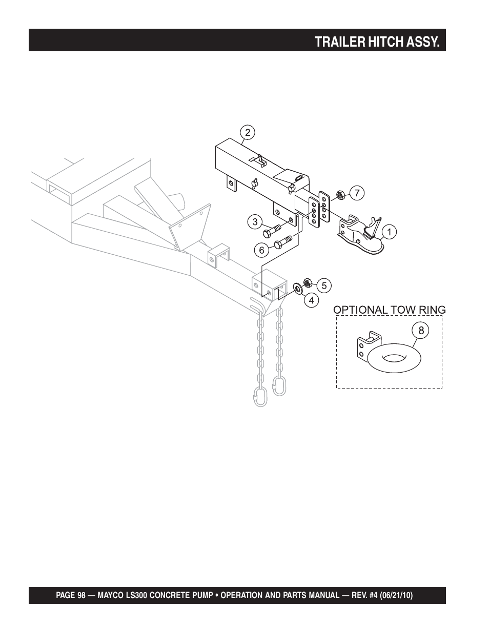 Trailer hitch assy | Multiquip LS-300 User Manual | Page 98 / 140