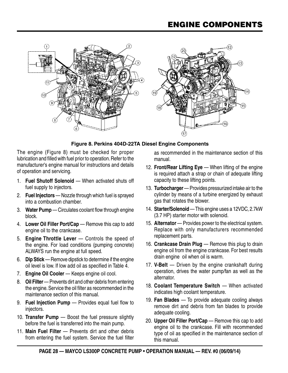 Engine components | Multiquip LS-300P User Manual | Page 28 / 90