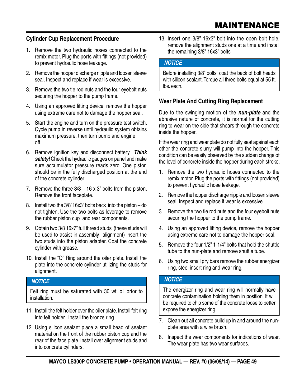Maintenance | Multiquip LS-300P User Manual | Page 49 / 90