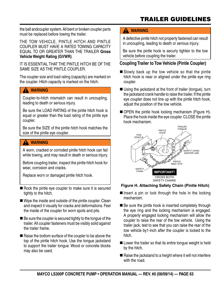 Trailer guidelines | Multiquip LS-300P User Manual | Page 63 / 90