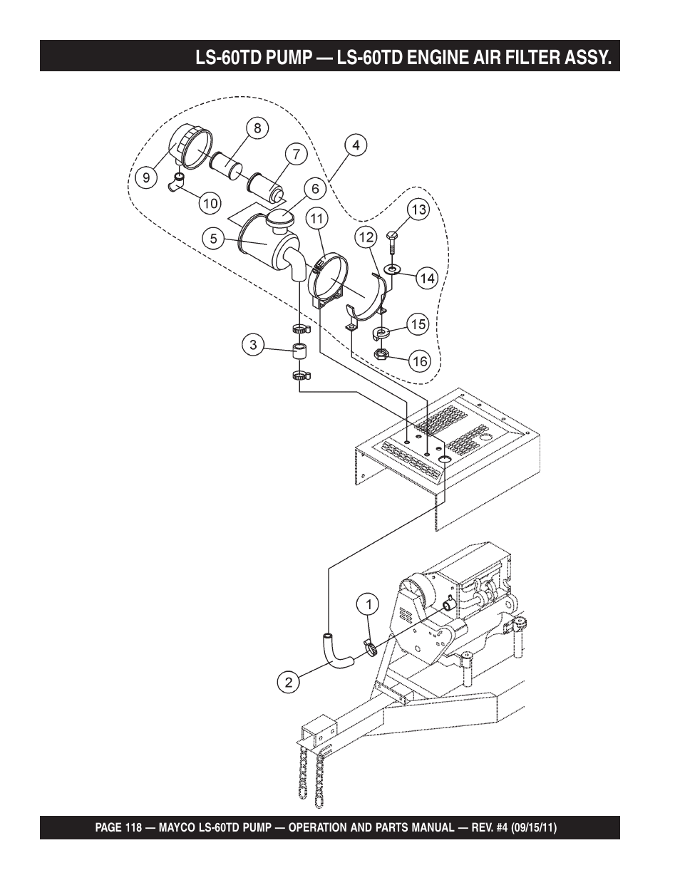 Ls-60td pump — ls-60td engine air filter assy | Multiquip LS-60TD User Manual | Page 118 / 138