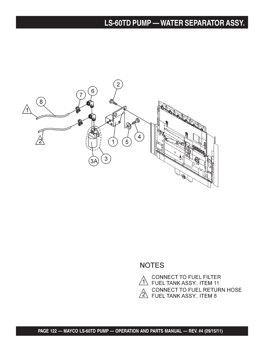Ls-60td pump — water separator assy | Multiquip LS-60TD User Manual | Page 122 / 138