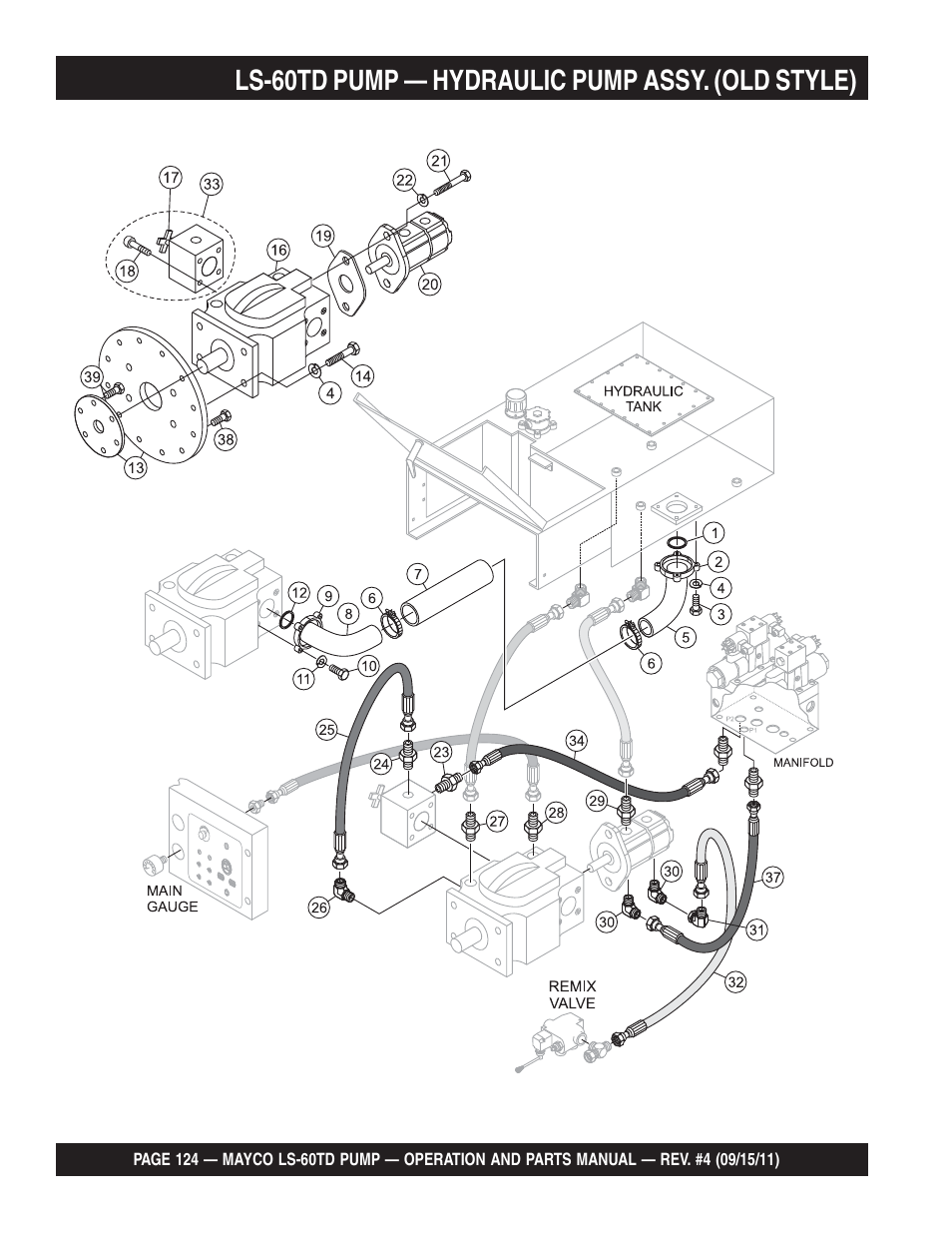 Ls-60td pump — hydraulic pump assy. (old style) | Multiquip LS-60TD User Manual | Page 124 / 138