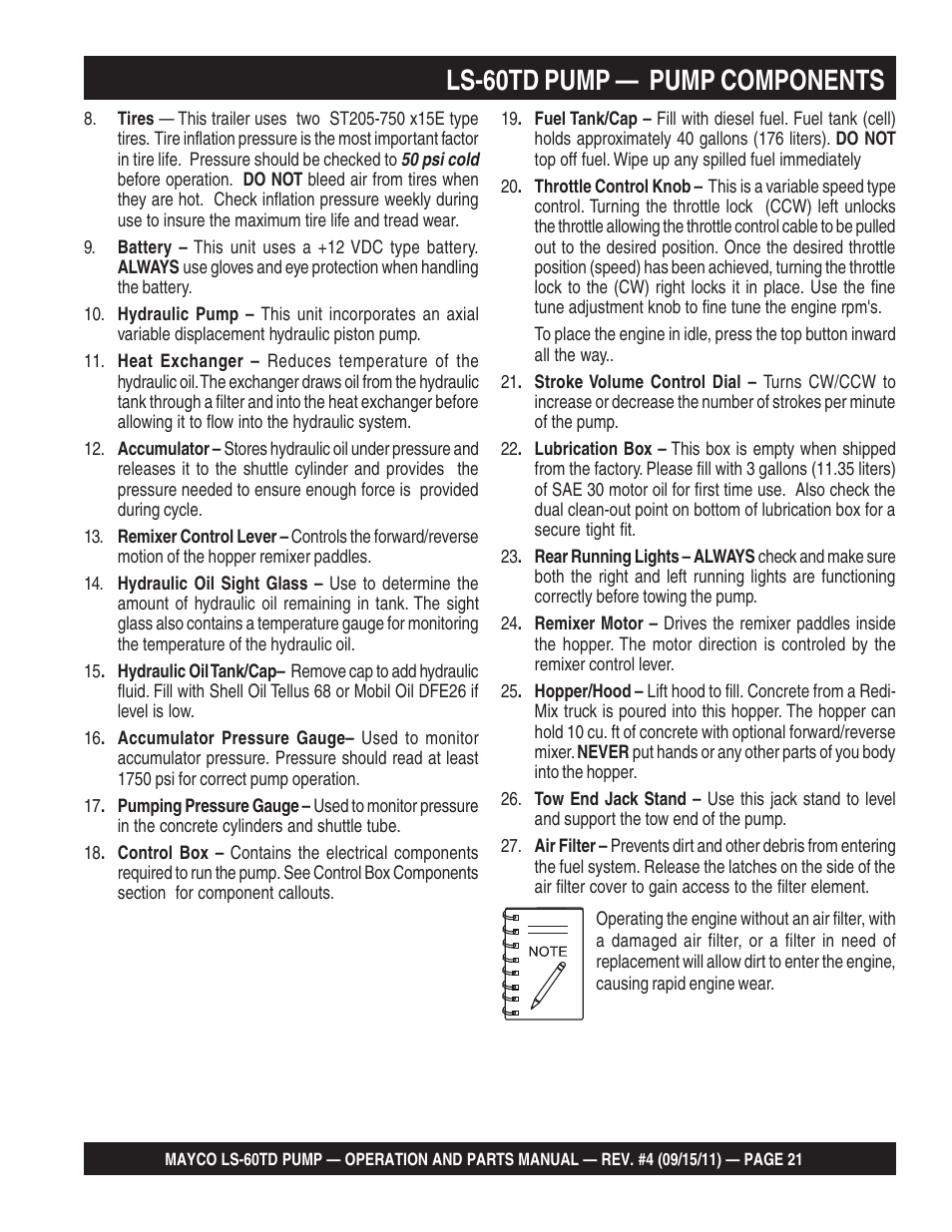 Ls-60td pump — pump components | Multiquip LS-60TD User Manual | Page 21 / 138