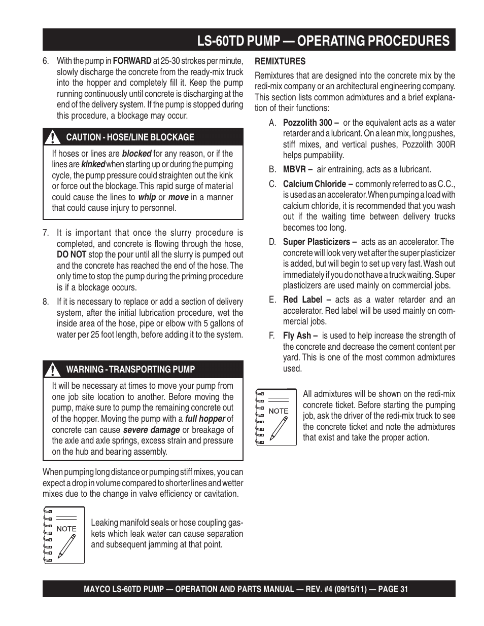 Ls-60td pump — operating procedures | Multiquip LS-60TD User Manual | Page 31 / 138